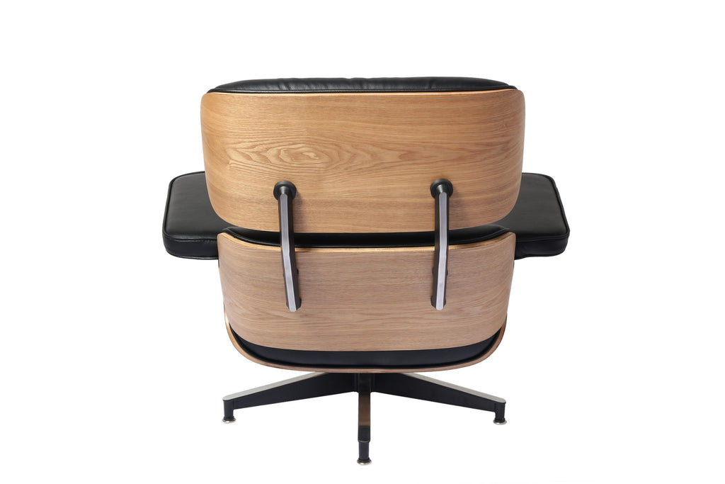 Classic Eames Style Lounge Chair & Ottoman Replica – Black Leather Ash Wood