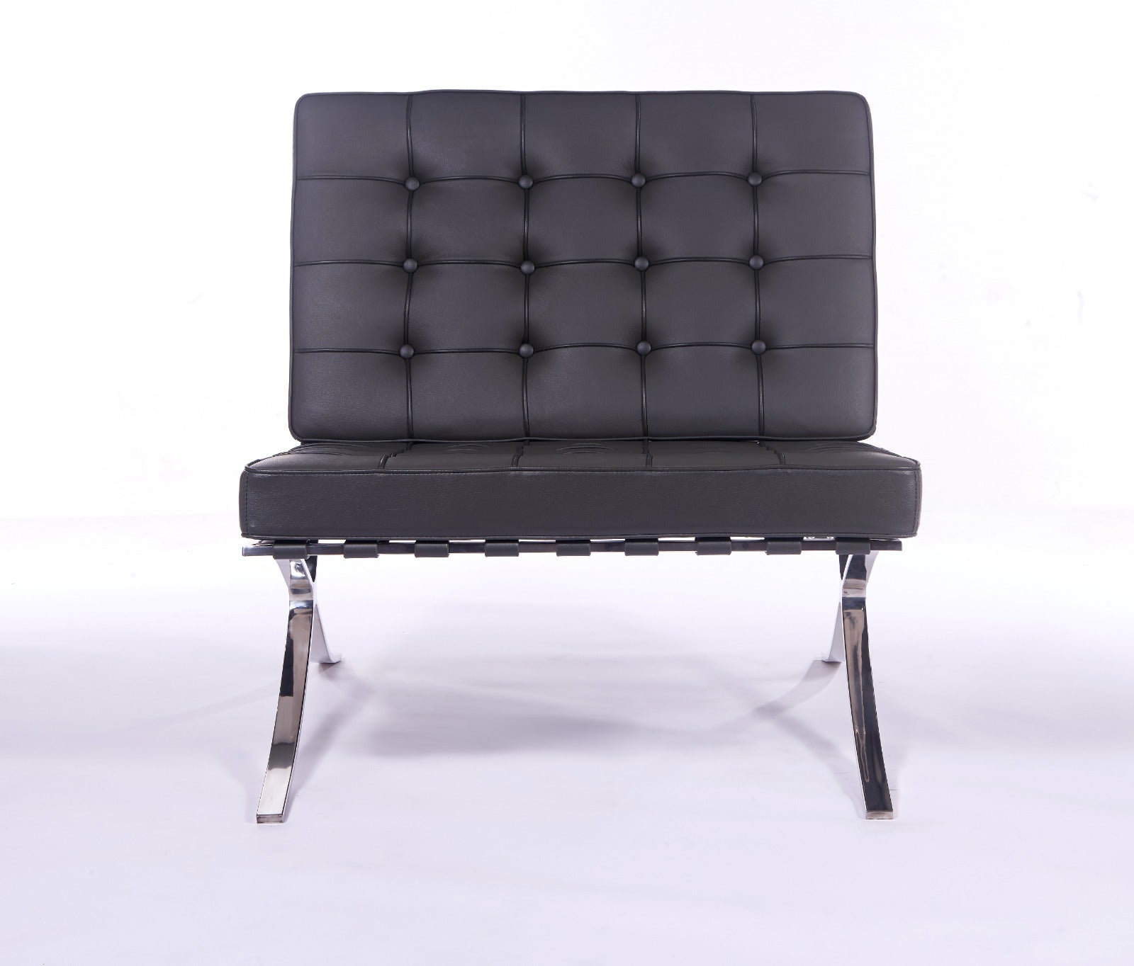 Premium Barcelona Chair Dark Grey – Mies Van Der Rohe Replica | Dark Grey Leather Mid-Century Modern Lounge Chair