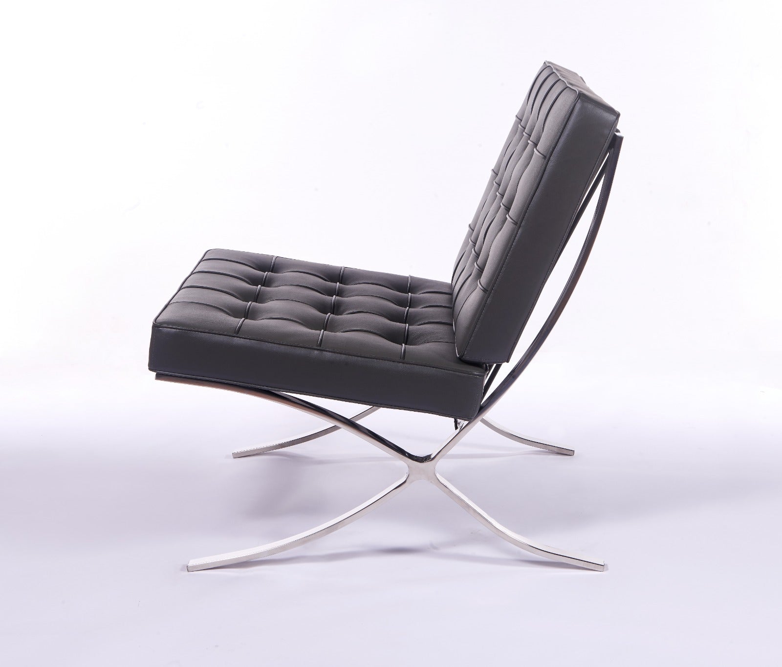Premium Barcelona Chair Dark Grey – Mies Van Der Rohe Replica | Dark Grey Leather Mid-Century Modern Lounge Chair