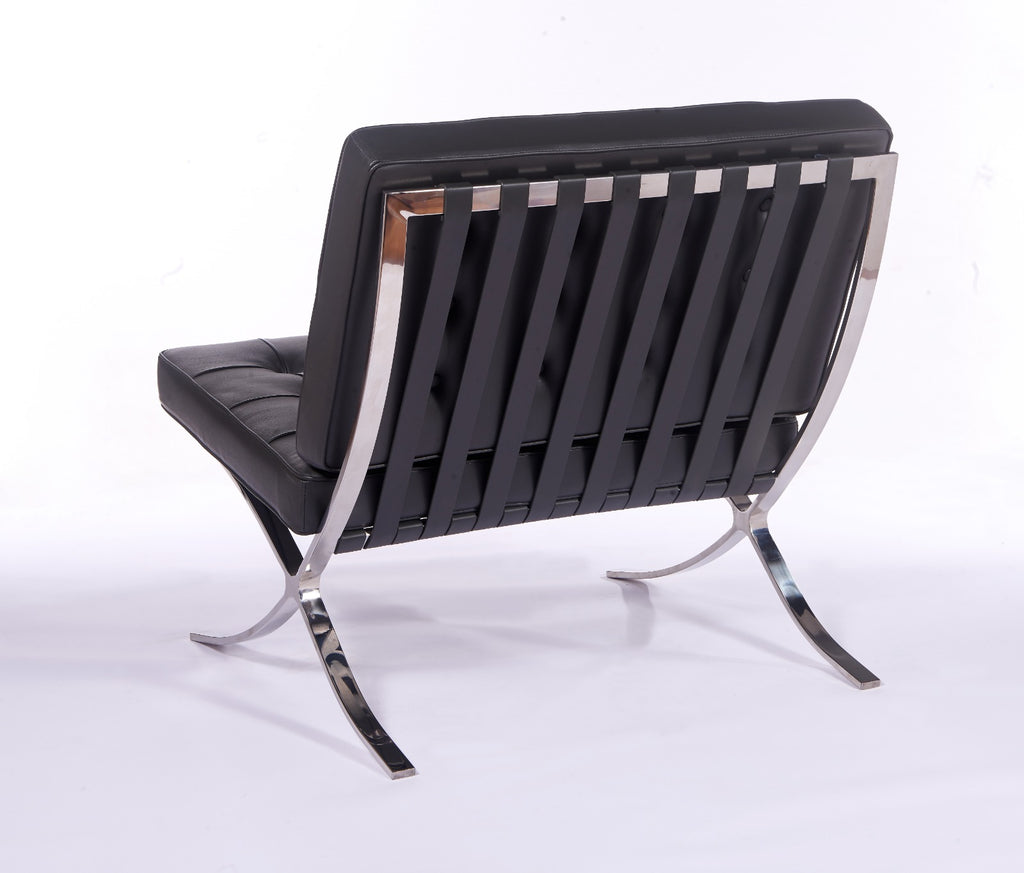Premium Barcelona Chair Dark Grey – Mies Van Der Rohe Replica | Dark Grey Leather Mid-Century Modern Lounge Chair
