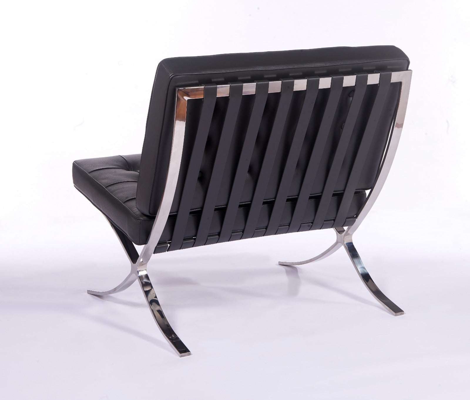 Premium Barcelona Chair Dark Grey – Mies Van Der Rohe Replica | Dark Grey Leather Mid-Century Modern Lounge Chair