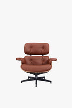 Classic Charles Eames Lounge Chair & Ottoman Replica – Tan Brown Italian Leather | Rosewood Veneer | Normal Base