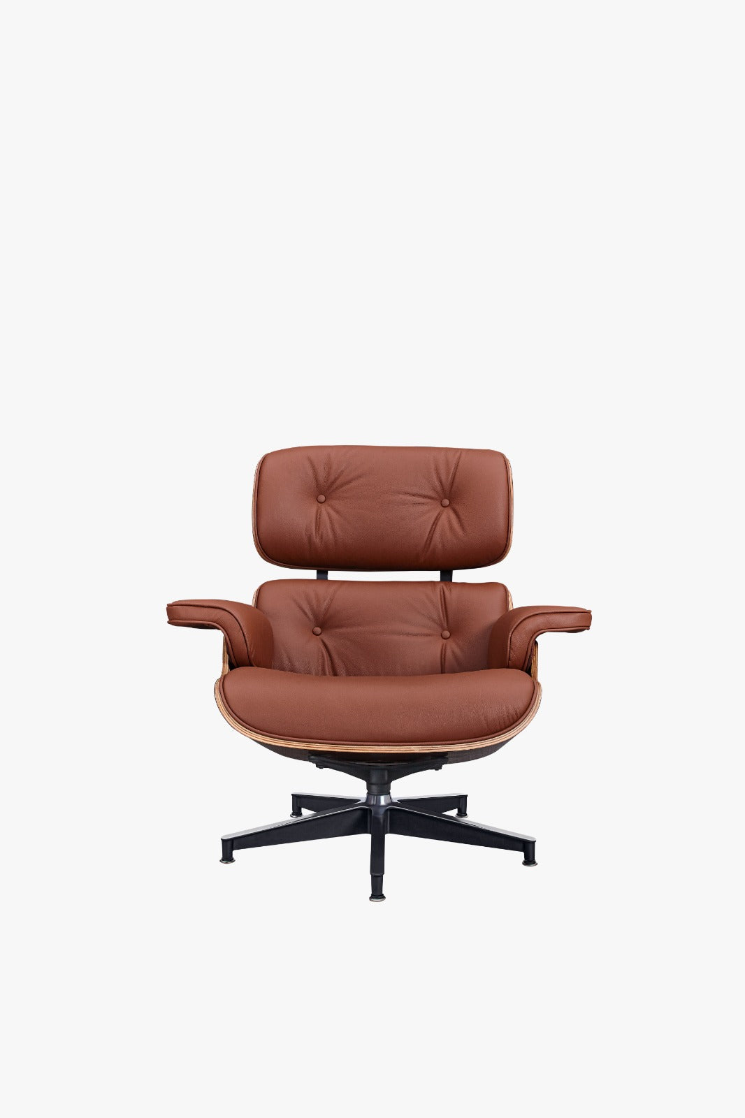 Classic Charles Eames Lounge Chair & Ottoman Replica – Tan Brown Italian Leather | Rosewood Veneer | Normal Base