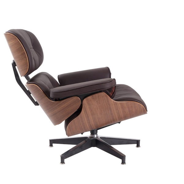 Classic Eames Lounge Chair & Ottoman Replica – Brown Leather & Walnut Wood | Mid-Century Modern Lounge Set