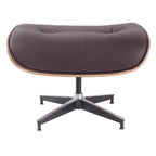 Classic Eames Lounge Ottoman Replica – Brown Leather & Walnut Wood