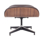 Classic Eames Lounge Ottoman Replica – Brown Leather & Walnut Wood