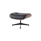 Classic Charles Eames Lounge Ottoman Replica – Black Italian Leather | Walnut Wood | Elephant Base