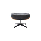 Classic Charles Eames Lounge Ottoman Replica – Black Italian Leather | Walnut Wood | Elephant Base