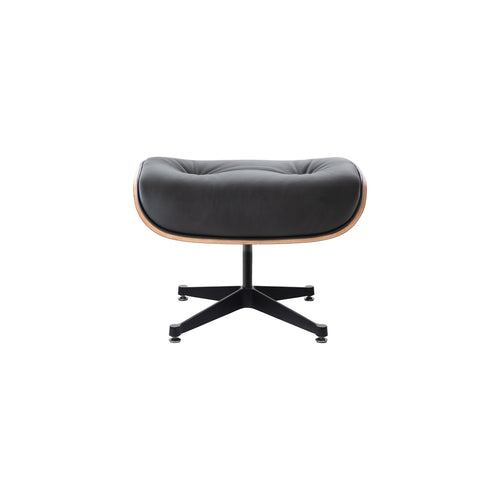 Classic Charles Eames Lounge Ottoman Replica – Black Italian Leather | Walnut Wood | Elephant Base