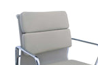 Premium EA217 Soft Pad Low Back Office Chair – Light Grey Leather | Low Back Executive Swivel Chair with Polished Aluminium Frame