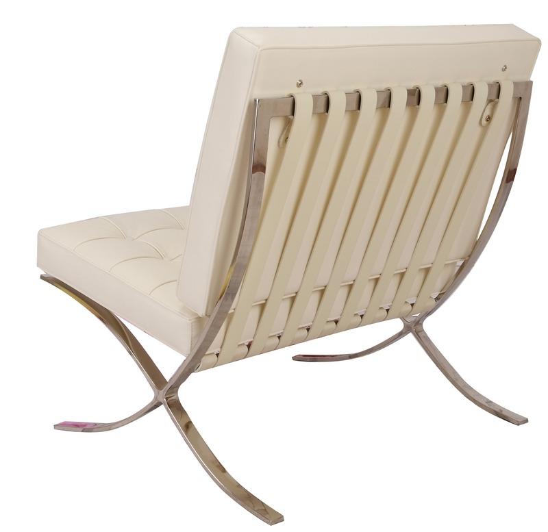 Premium Barcelona Chair Cream – Mies Van Der Rohe Replica | Cream Leather Mid-Century Modern Lounge Chair