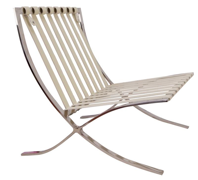 Premium Barcelona Chair Cream – Mies Van Der Rohe Replica | Cream Leather Mid-Century Modern Lounge Chair