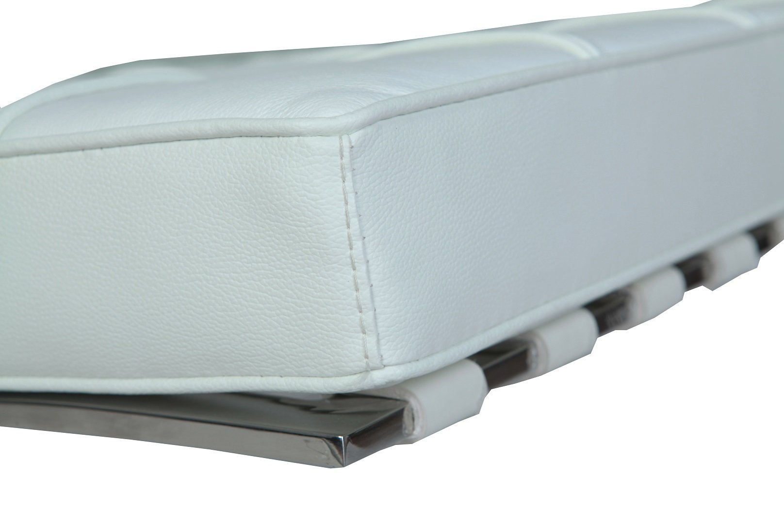 Premium Barcelona Chair & Ottoman Replica – White Leather Stainless Steel Frame