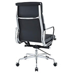 Premium EA219 Soft Pad High Back Office Chair – Black Leather | Executive Swivel Desk Chair with Polished Aluminium Frame