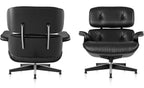 Classic Charles Eames Lounge Chair & Ottoman Replica – Black Italian Leather | Ebony Ash Wood | Black Base