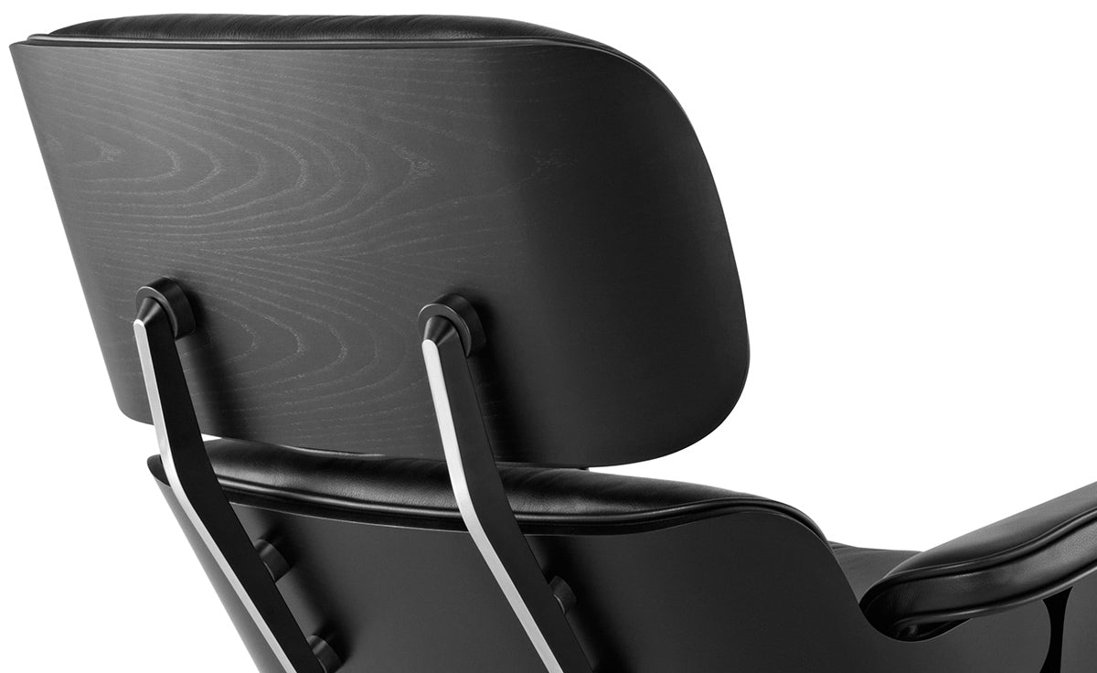 Classic Charles Eames Lounge Chair & Ottoman Replica – Black Italian Leather | Ebony Ash Wood | Black Base