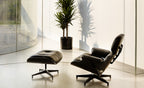 Classic Charles Eames Lounge Chair & Ottoman Replica – Black Italian Leather | Ebony Ash Wood | Black Base