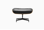Eames Style Natural Wood Lounge Chair & Ottoman – Black Italian Leather | Rosewood Veneer | Mid-Century Modern