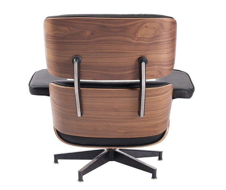 Classic Charles Eames Lounge Chair Replica – Black Italian Leather | Walnut Wood | Black Base