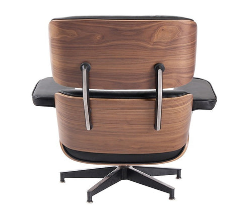 Classic Charles Eames Lounge Chair Replica – Black Italian Leather | Walnut Wood | Black Base