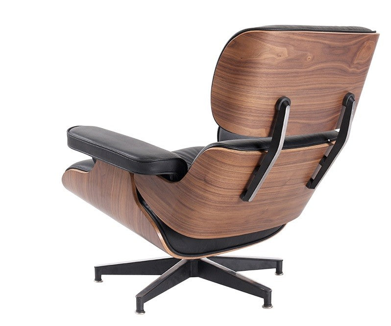 Classic Charles Eames Lounge Chair Replica – Black Italian Leather | Walnut Wood | Black Base