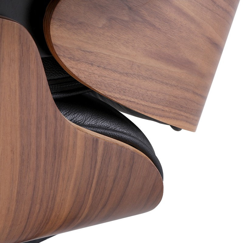 Classic Charles Eames Lounge Chair Replica – Black Italian Leather | Walnut Wood | Black Base