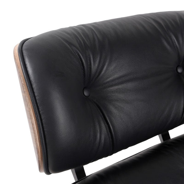 Classic Charles Eames Lounge Chair Replica – Black Italian Leather | Walnut Wood | Black Base