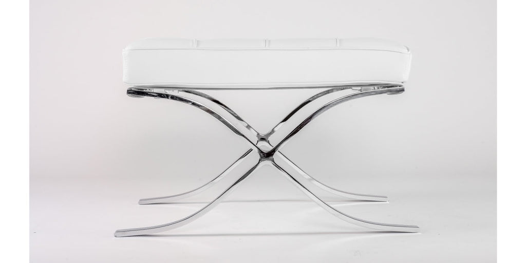 Premium Barcelona Chair & Ottoman Replica – White Leather Stainless Steel Frame