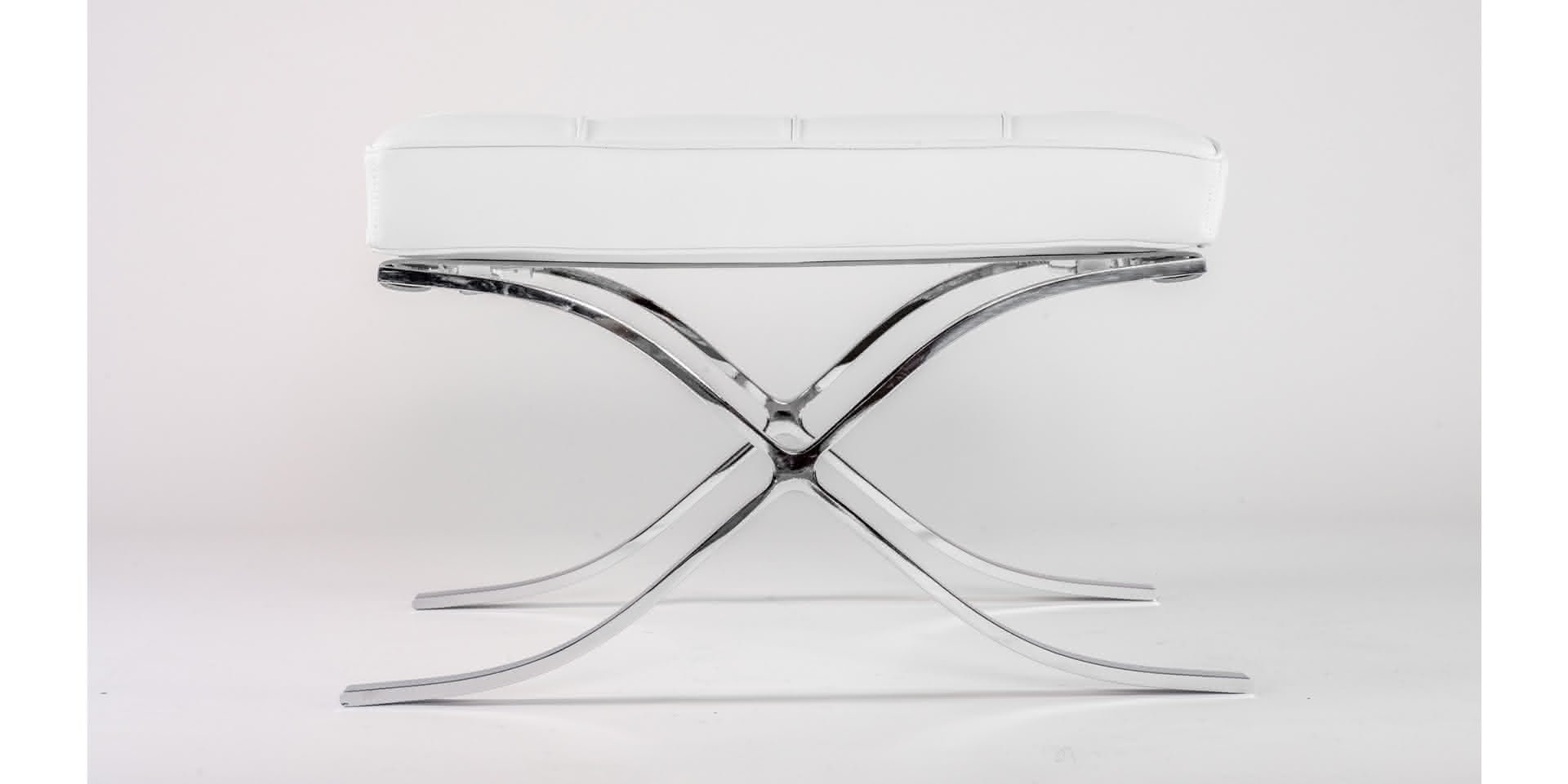 Premium Barcelona Chair & Ottoman Replica – White Leather Stainless Steel Frame
