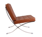 Premium Barcelona Chair and Ottoman Tan Brown Set – Mies Van Der Rohe Replica | Tan Brown Leather Lounge Chair