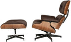 Classic Eames Style Lounge Chair & Ottoman Replica – Chocolate Leather Walnut