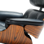 Classic Eames Style Lounge Chair & Ottoman Replica – Black Leather Rosewood