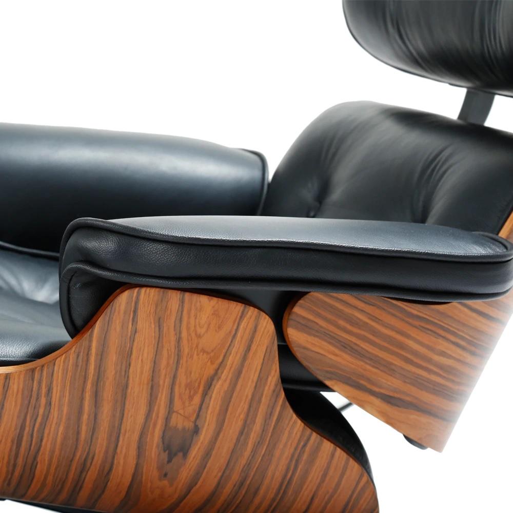 Classic Eames Style Lounge Chair & Ottoman Replica – Black Leather Rosewood