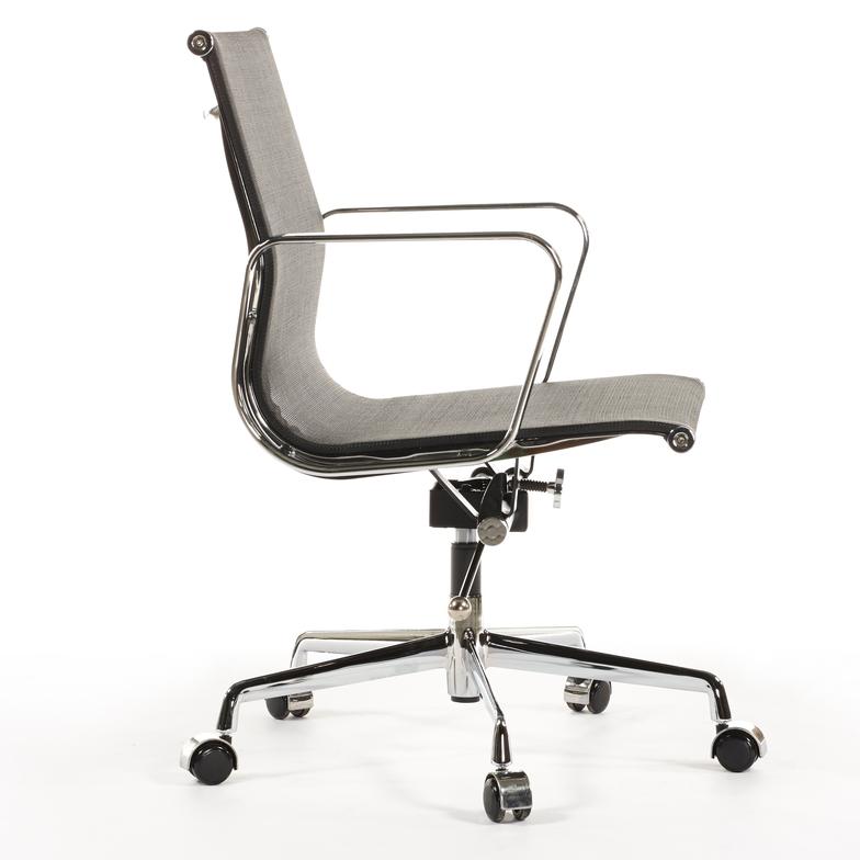 Premium EA117 Management Mesh Office Chair – Black | Ergonomic Low Back Swivel Desk Chair with Chromed Aluminium Frame