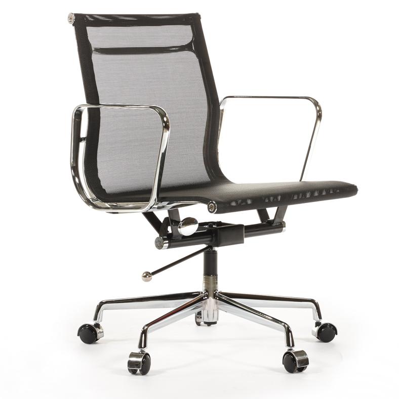 Premium EA117 Management Mesh Office Chair – Black | Ergonomic Low Back Swivel Desk Chair with Chromed Aluminium Frame