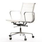 Premium EA117 Thin Pad Low Back Office Chair – Tan Brown Leather | Ergonomic Executive Swivel Desk Chair with Chromed Aluminium Frame