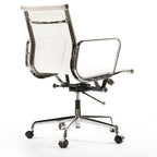 Premium EA117 Thin Pad Low Back Office Chair – Tan Brown Leather | Ergonomic Executive Swivel Desk Chair with Chromed Aluminium Frame