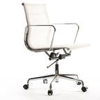 Premium EA117 Thin Pad Low Back Office Chair – Tan Brown Leather | Ergonomic Executive Swivel Desk Chair with Chromed Aluminium Frame