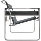 Vassily Style Lounge Chair – Black Saddle Leather Stainless Steel Frame | Bauhaus Armchair